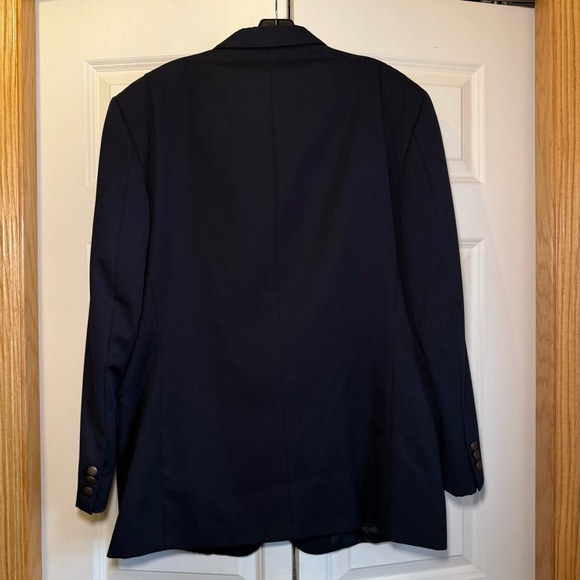 Vintage Oscar de la Renta Deep Navy Blue almost Black Blazer 44R Mens - Picture 2 of 7